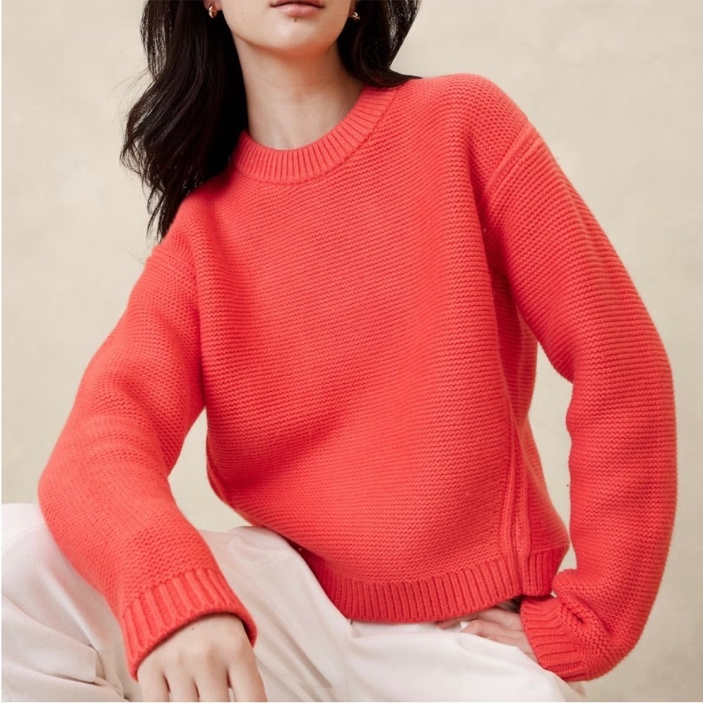 Banana Republic Textured Stitch Pullover Sweater in Coral Blossom